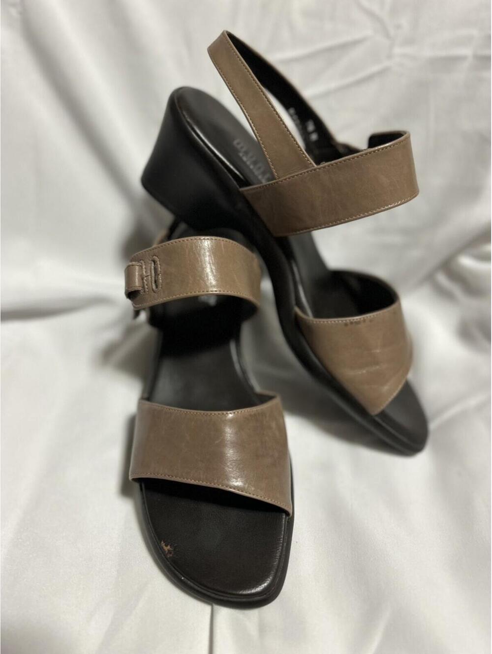 Munro American Leather Slingback Wedge Heel Sandals Women Sz 7.5
